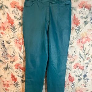 Vintage Teal Leather Pants